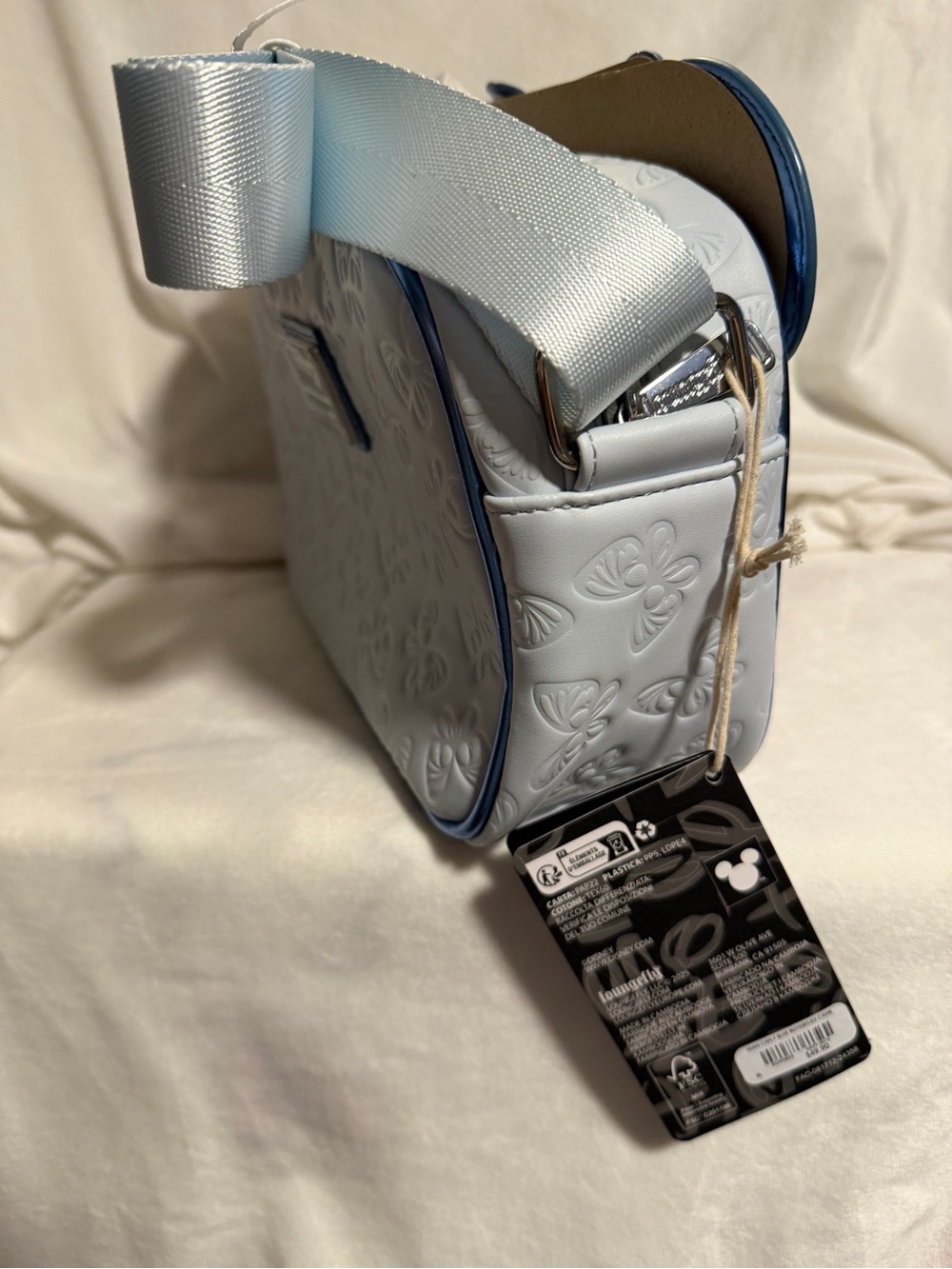 Loungefly Blue and White Butterfly Bow Crossbody Bag - Picture 4 of 4